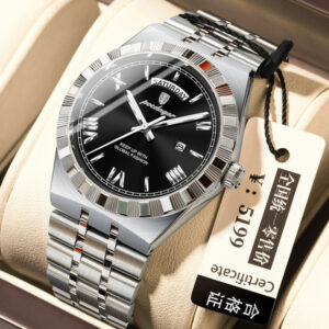 POEDAGAR Luxury Top Watch For Man | Silver Black