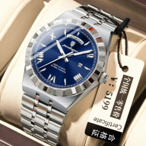 POEDAGAR Luxury Top Watch For Man | Silver Blue